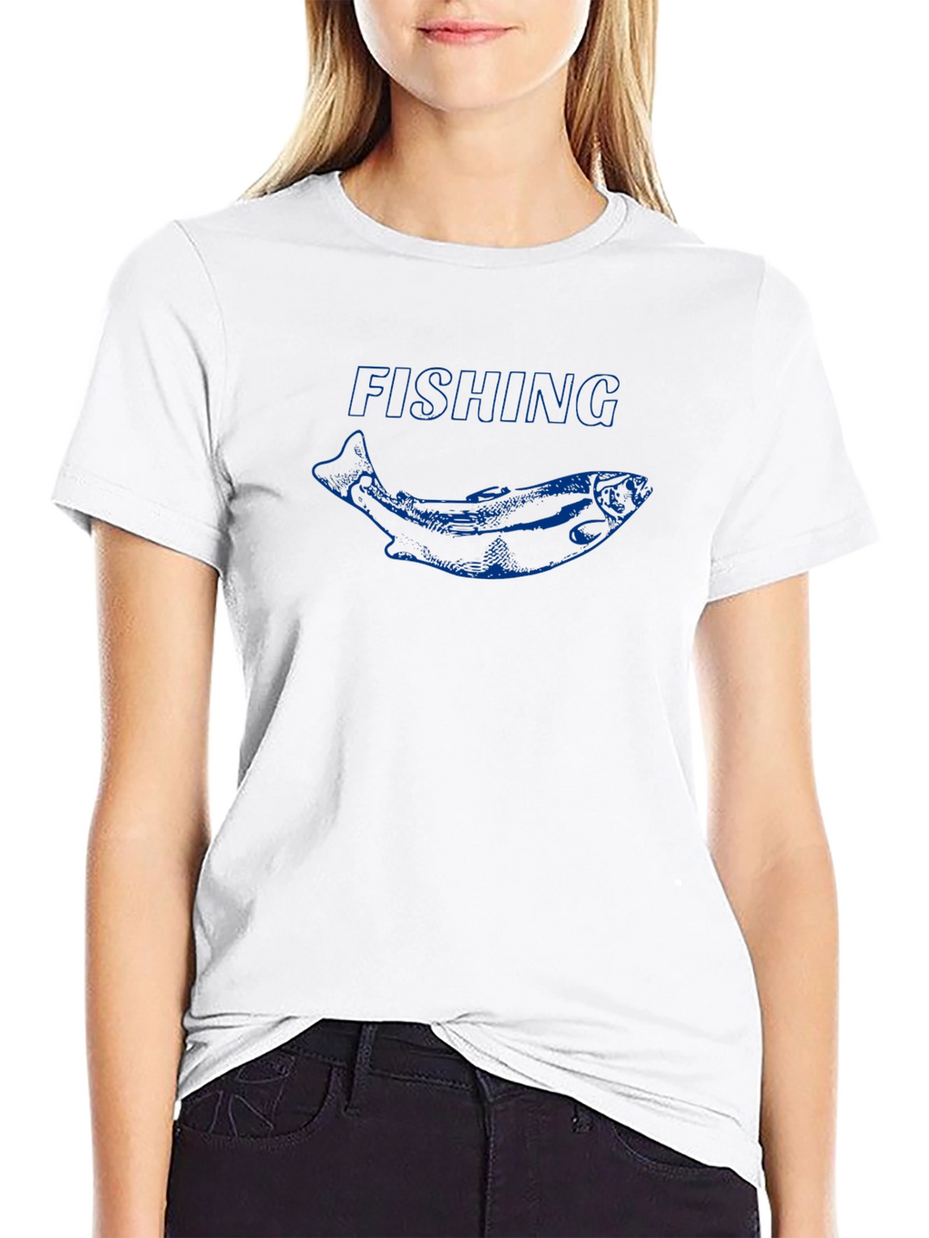 Fishing T-Shirt with Blue Fish Graphic
