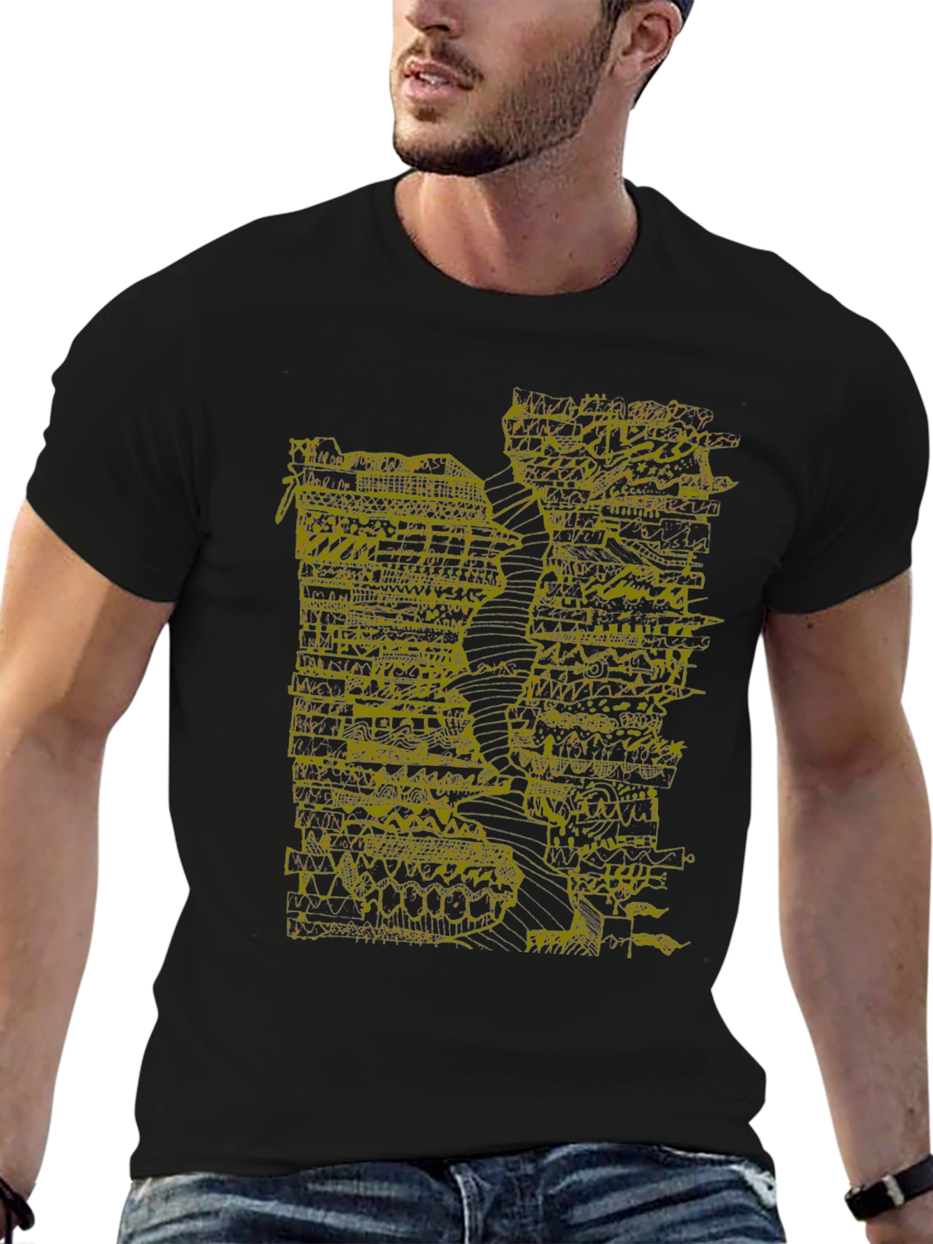Abstract Art Tee - Black Graphic Print T-Shirt