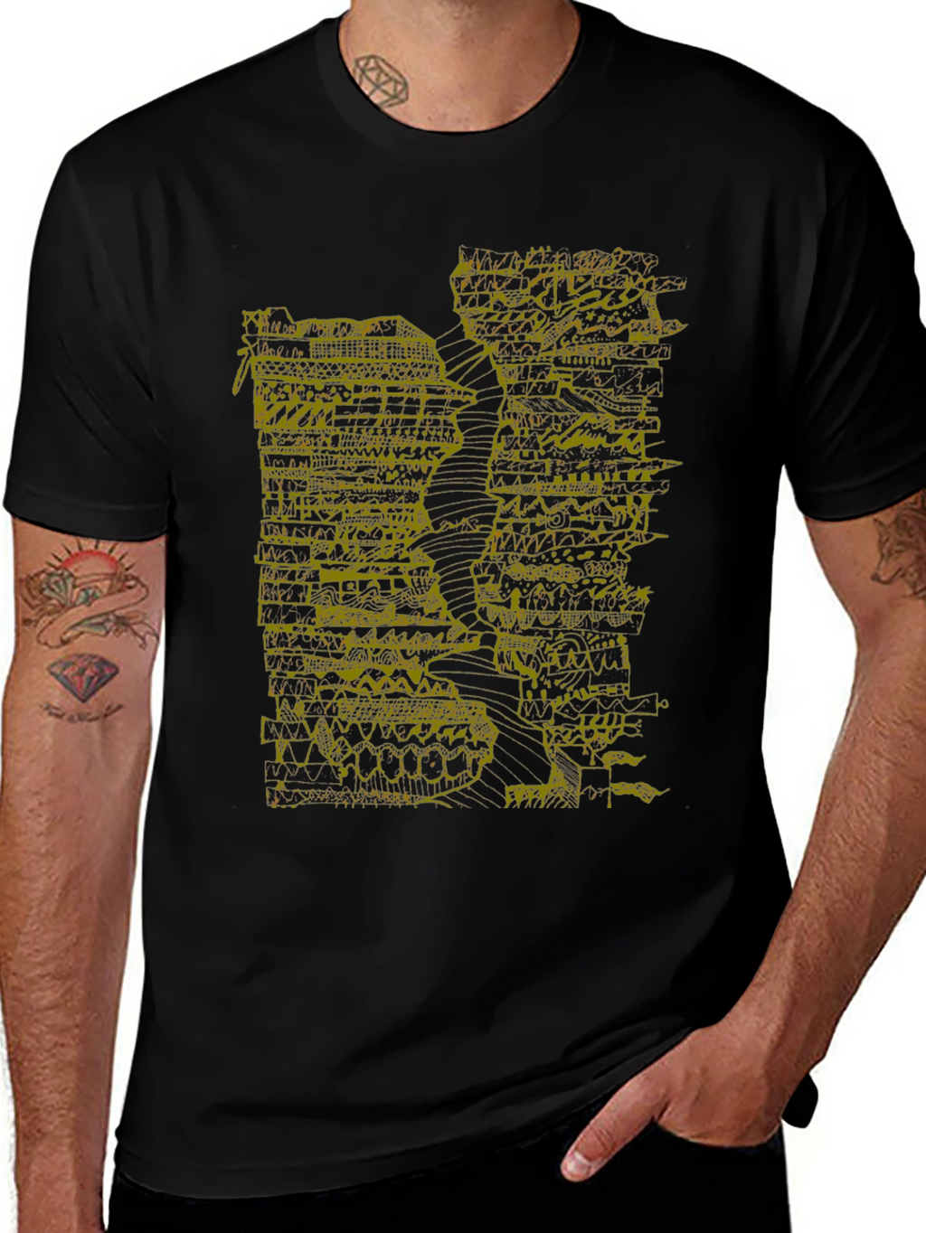 Abstract Art Tee - Black Graphic Print T-Shirt