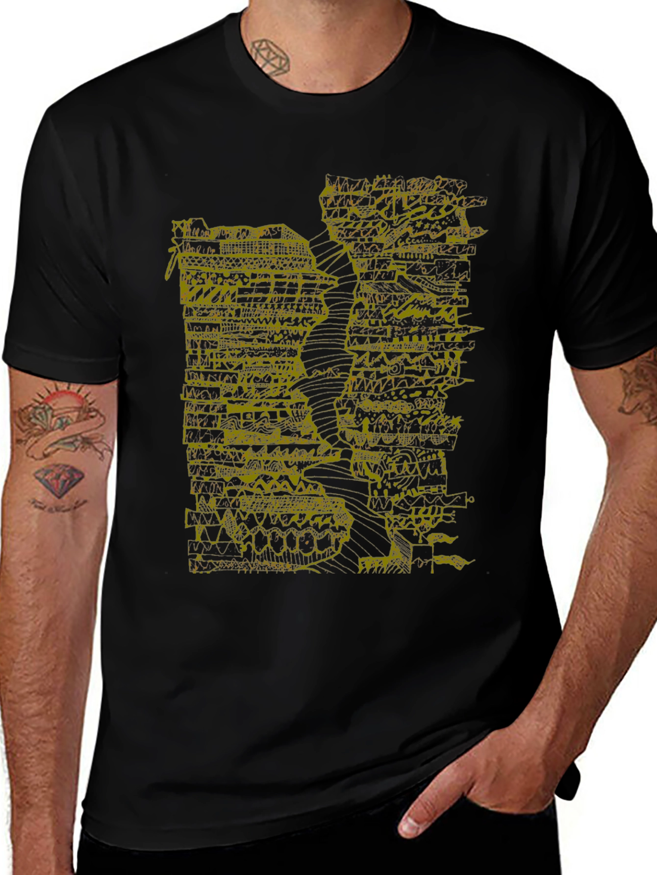 Abstract Art Tee - Black Graphic Print T-Shirt