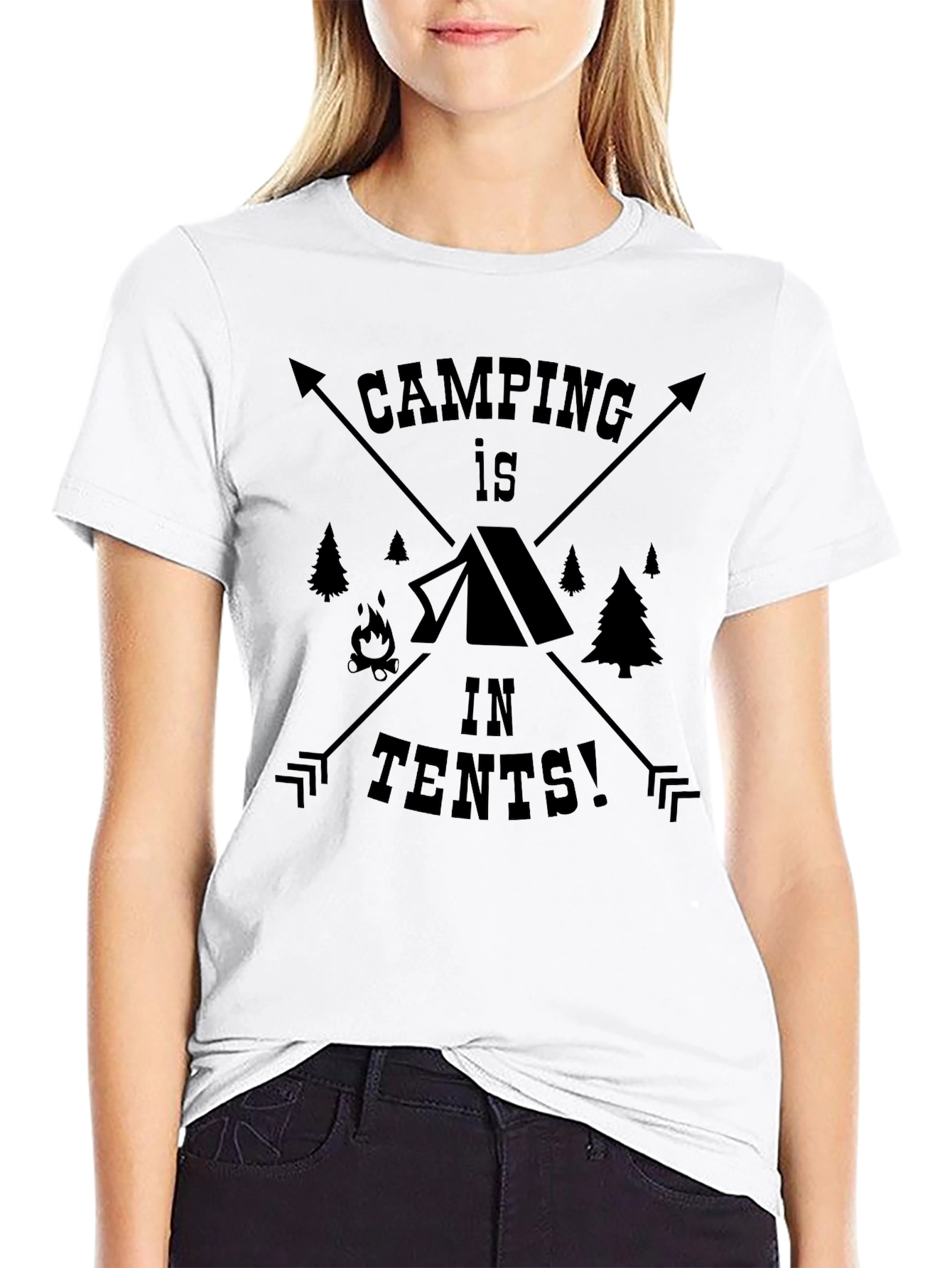 Camping in Tents Black Graphic Tee