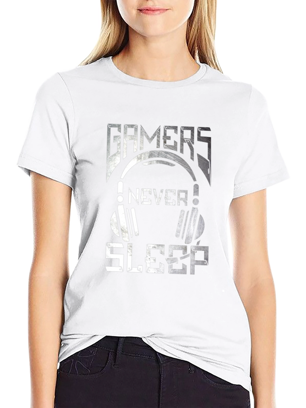 Gamers Never Sleep Graphic Tee - Black Cotton T-Shirt