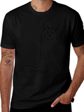 Black Cat Outline T-Shirt