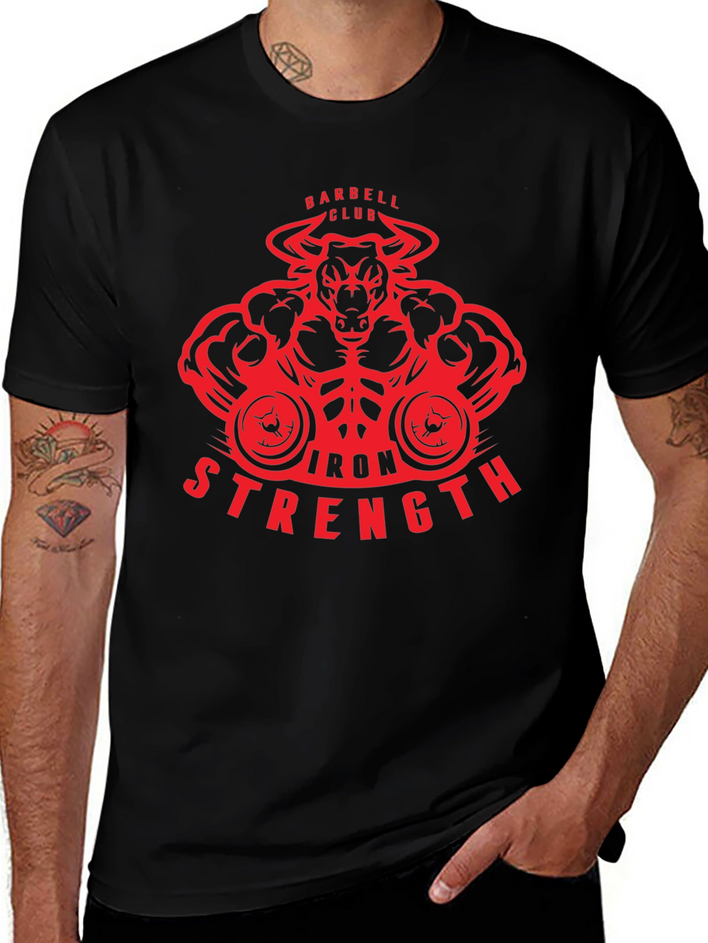 Iron Strength Barbell Club Bull T-Shirt
