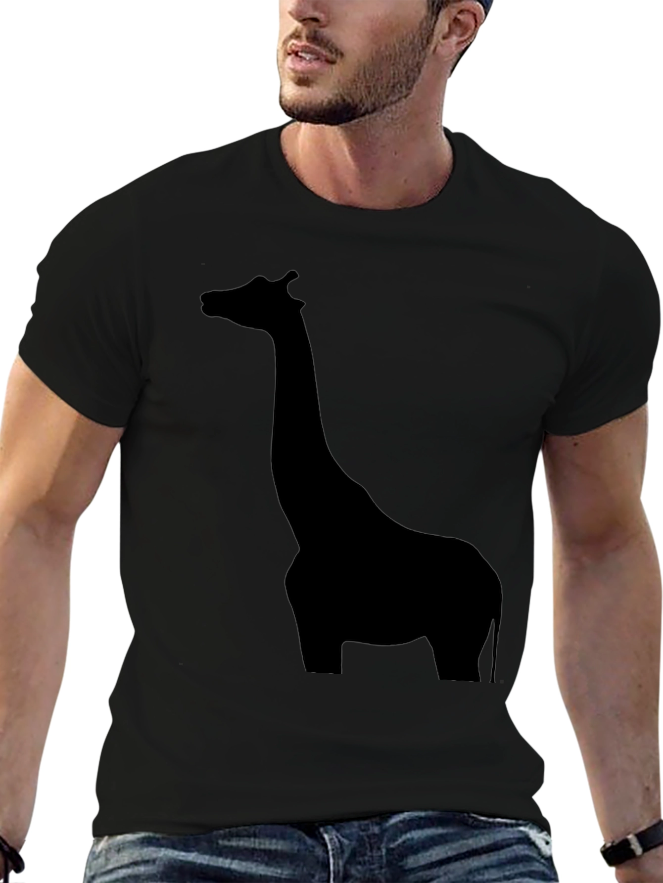 Giraffe Silhouette Black T-Shirt for Men