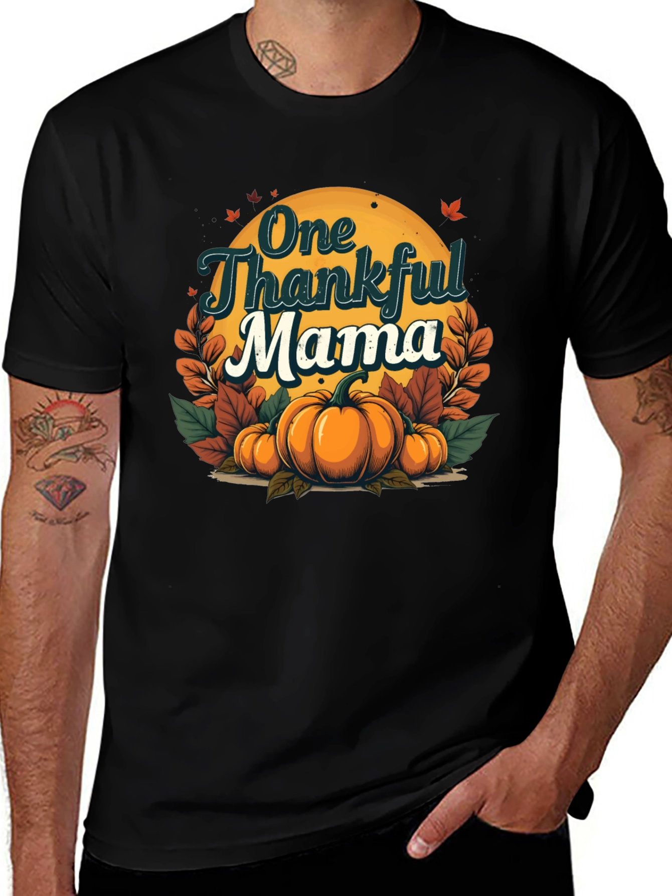 One Thankful Mama Pumpkin Fall T-Shirt