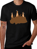 Meerkat Binoculars Graphic T-Shirt - Black Cotton Tee