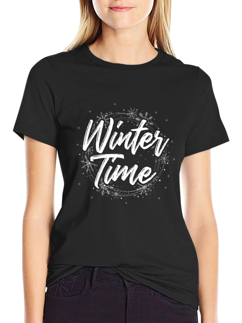 Winter Time Graphic Tee - Black Casual T-Shirt