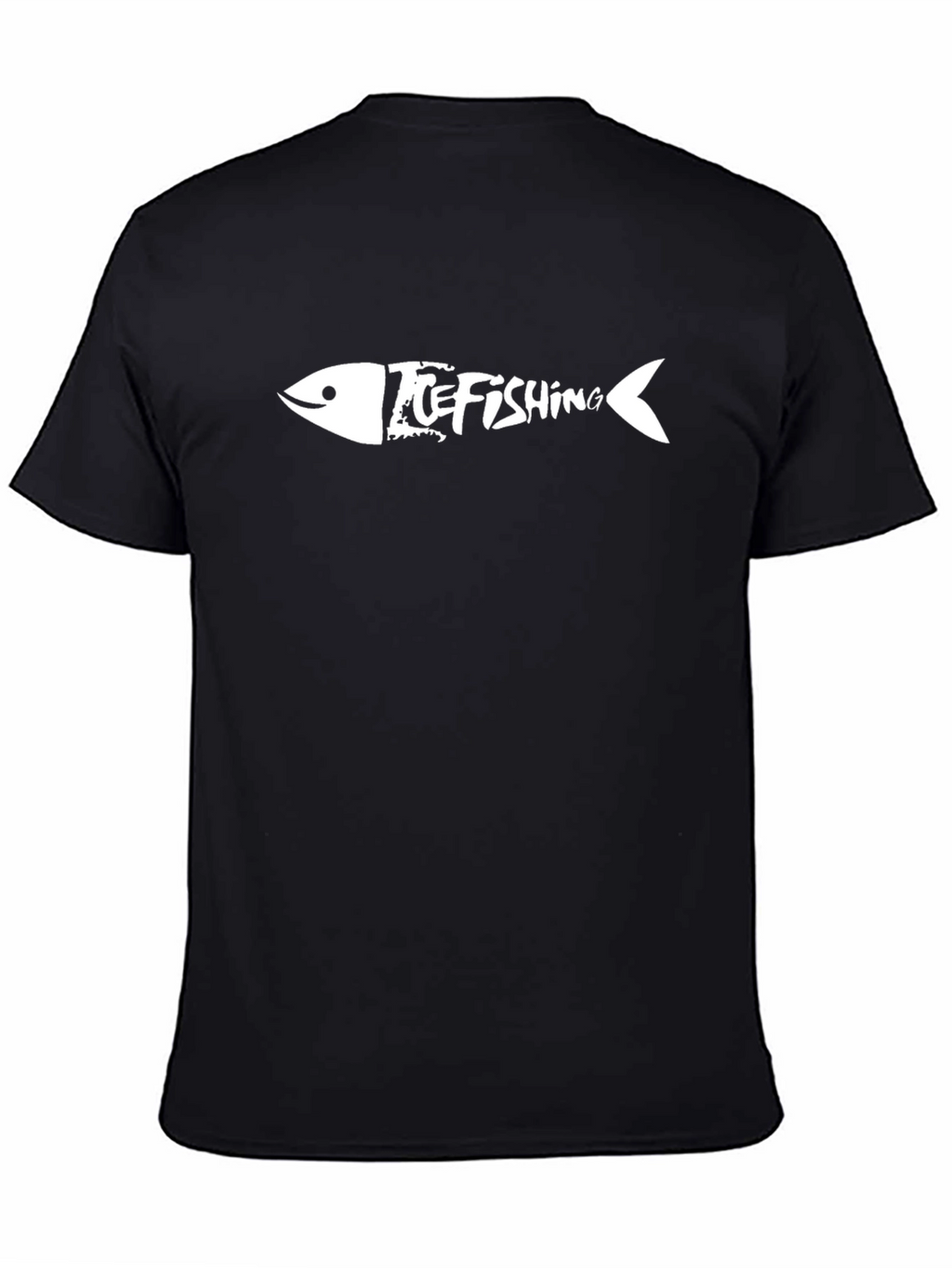Ice Fishing Fishbone Graphic T-Shirt - Black