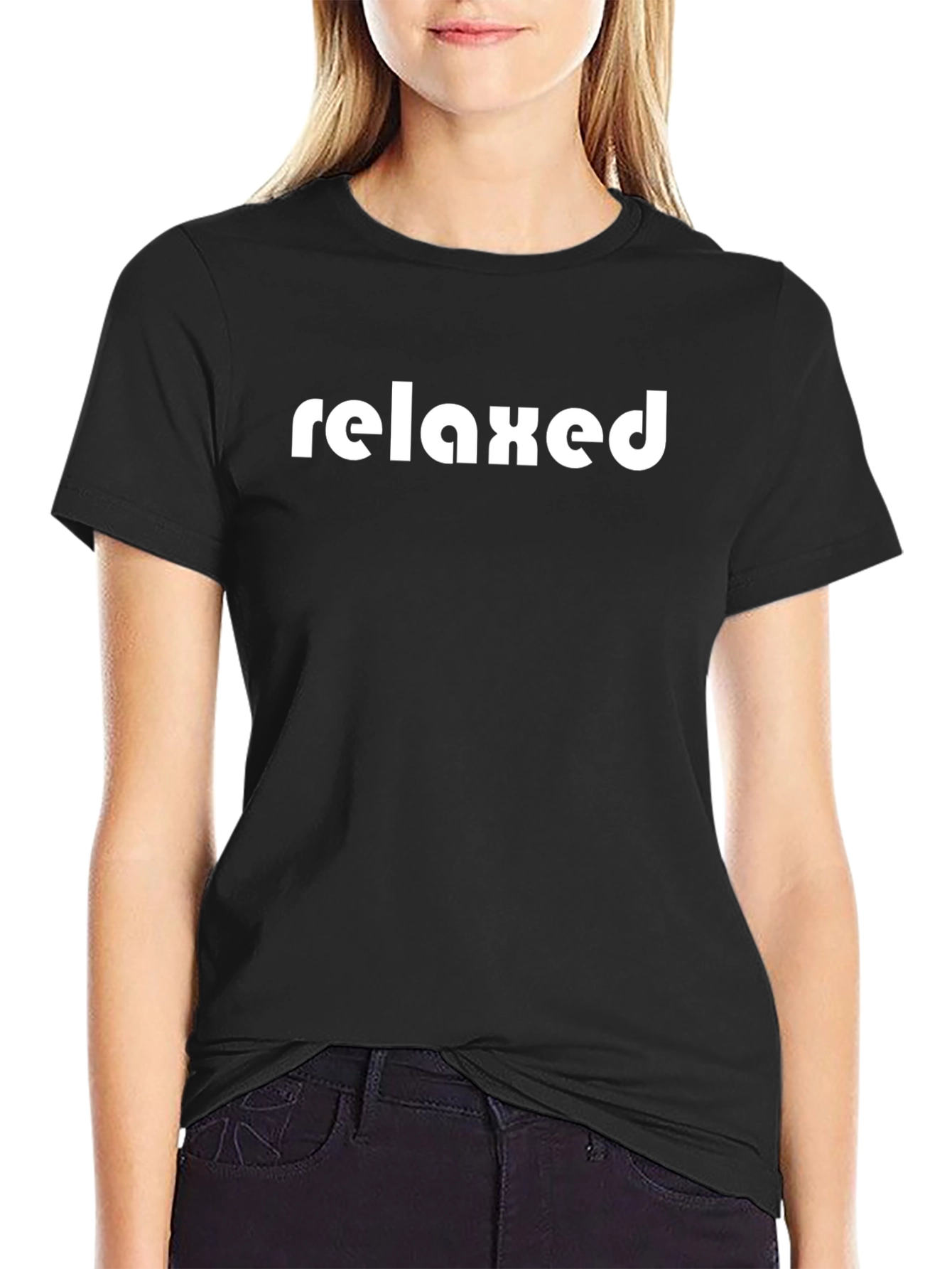 Relaxed Graphic Tee - Black Cotton T-Shirt