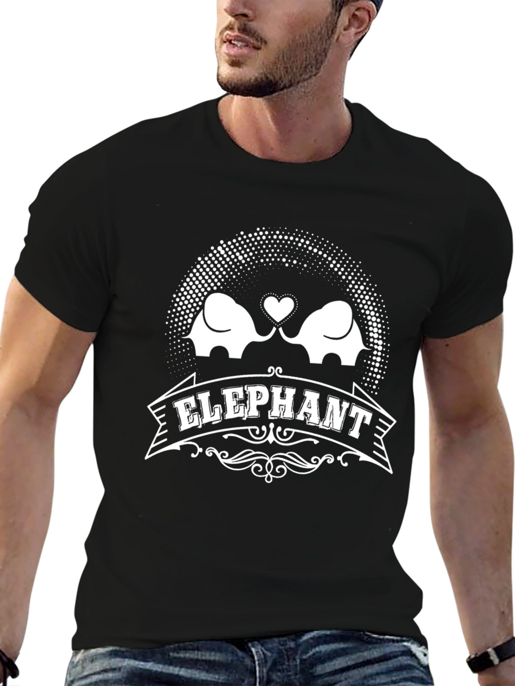 Elephant Love Graphic T-Shirt Black