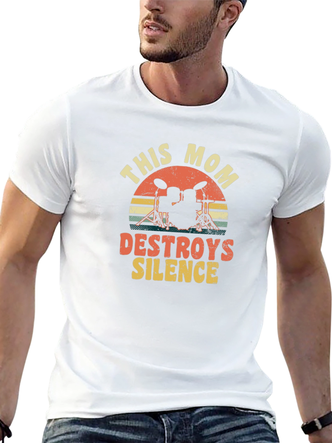 This Mom Destroys Silence Drummer T-Shirt