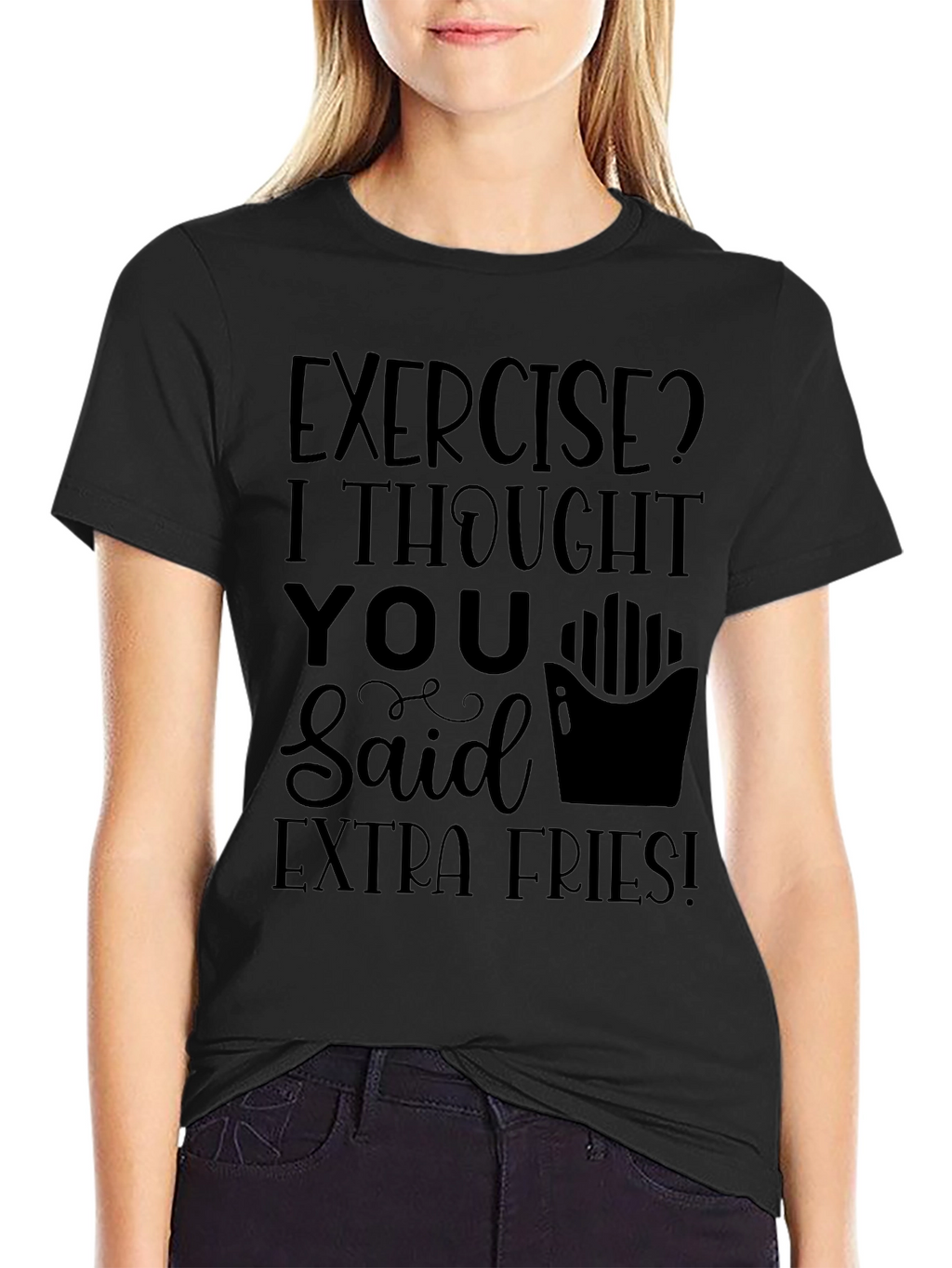 Funny Exercise Extra Fries Graphic Tee