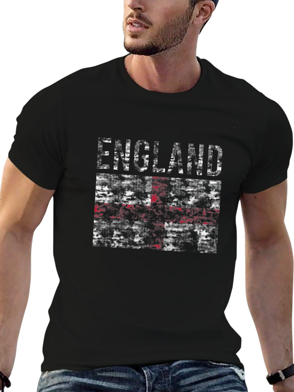 England Flag Graphic Black T-Shirt