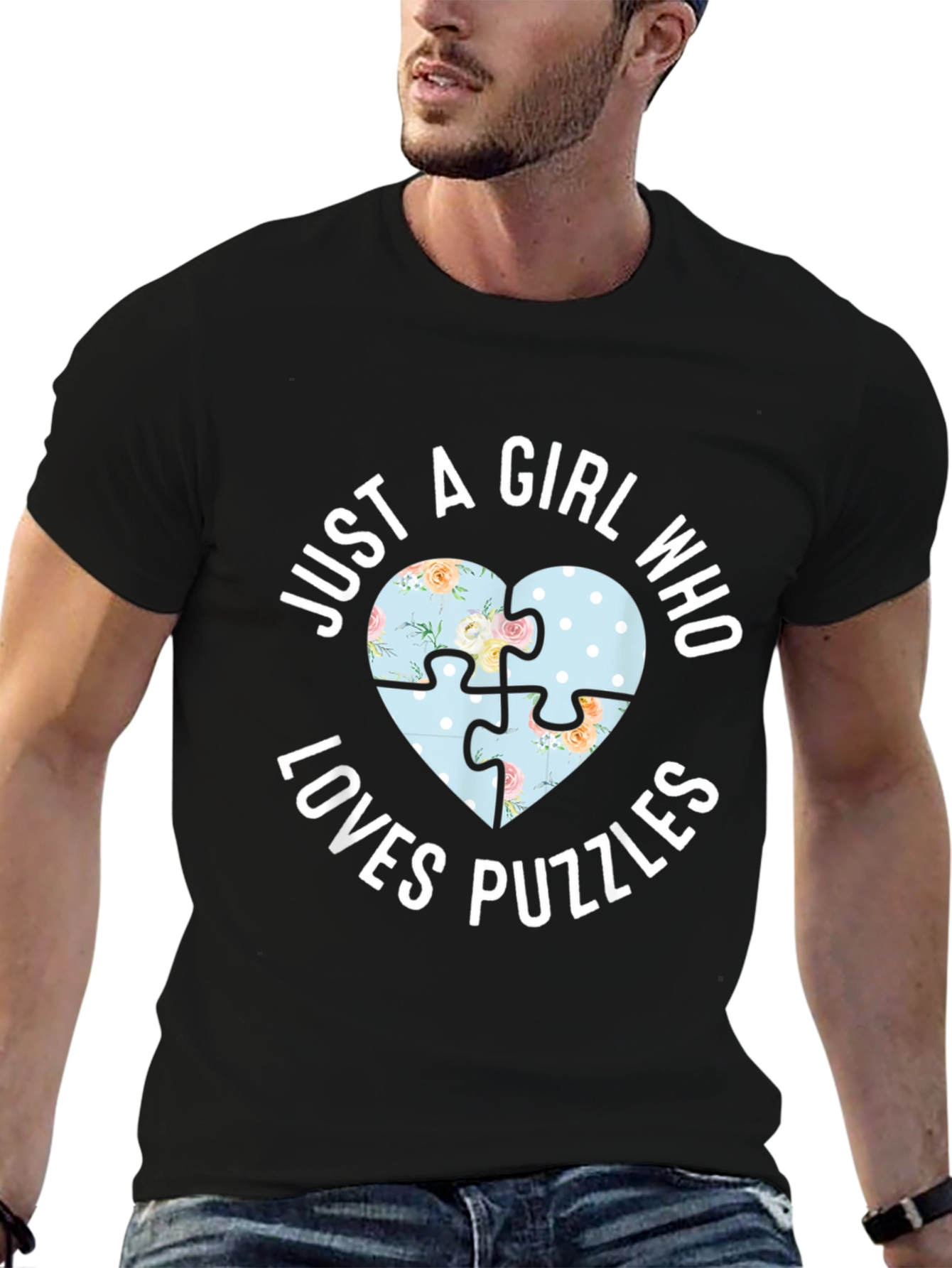 Just A Girl Who Loves Puzzles Heart T-Shirt
