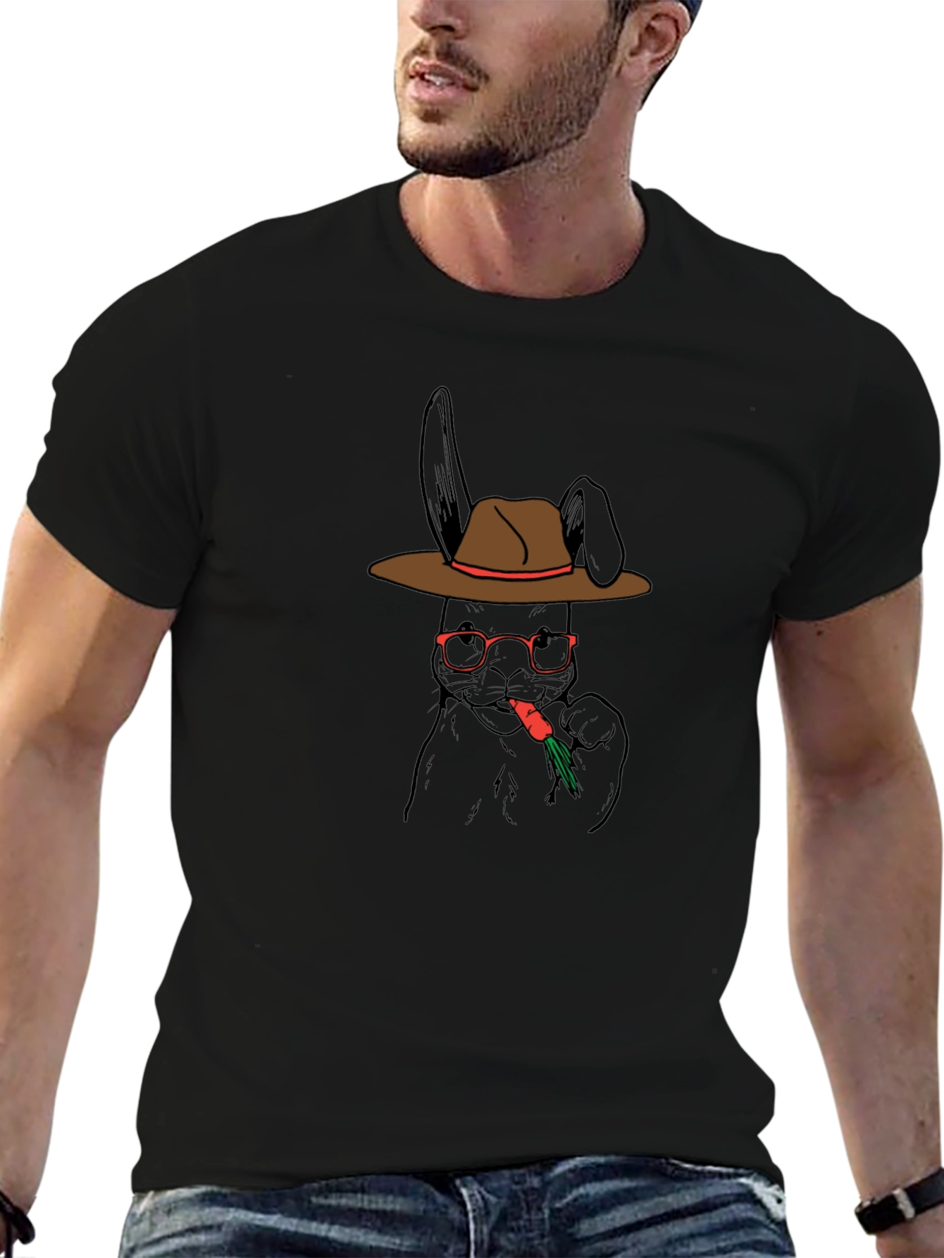 Cool Rabbit in Hat Graphic Tee