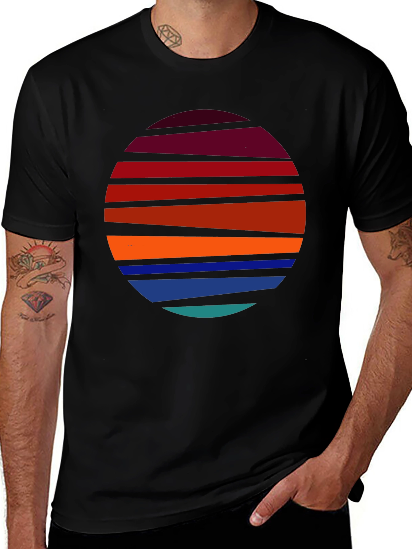 Retro Sunset Striped T-Shirt - Graphic Tee