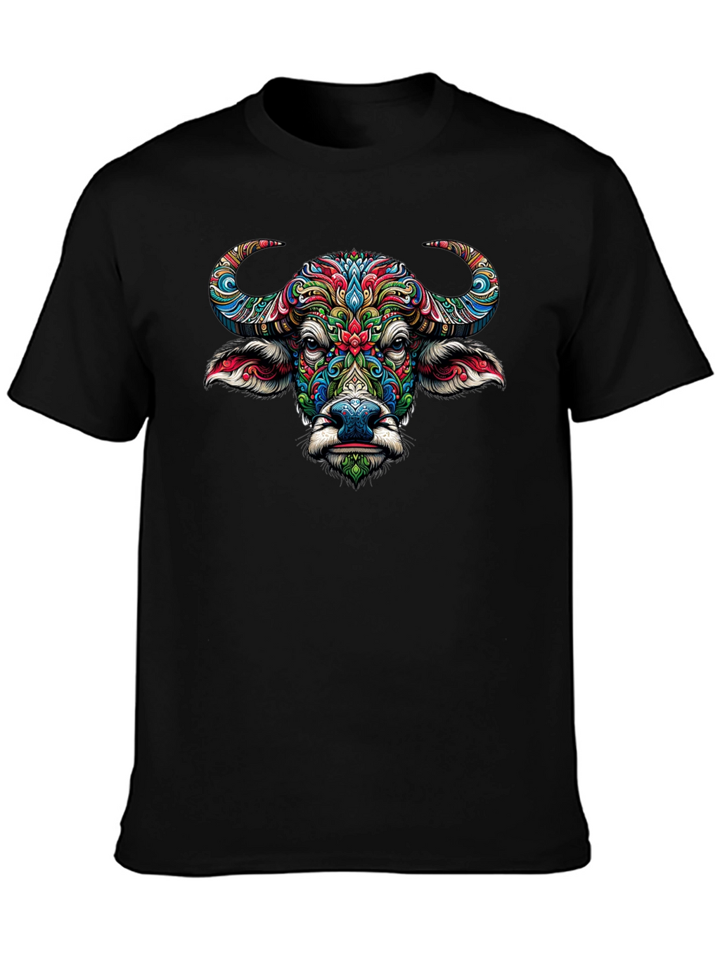 Vibrant Buffalo Graphic Tee - Artistic Animal Design