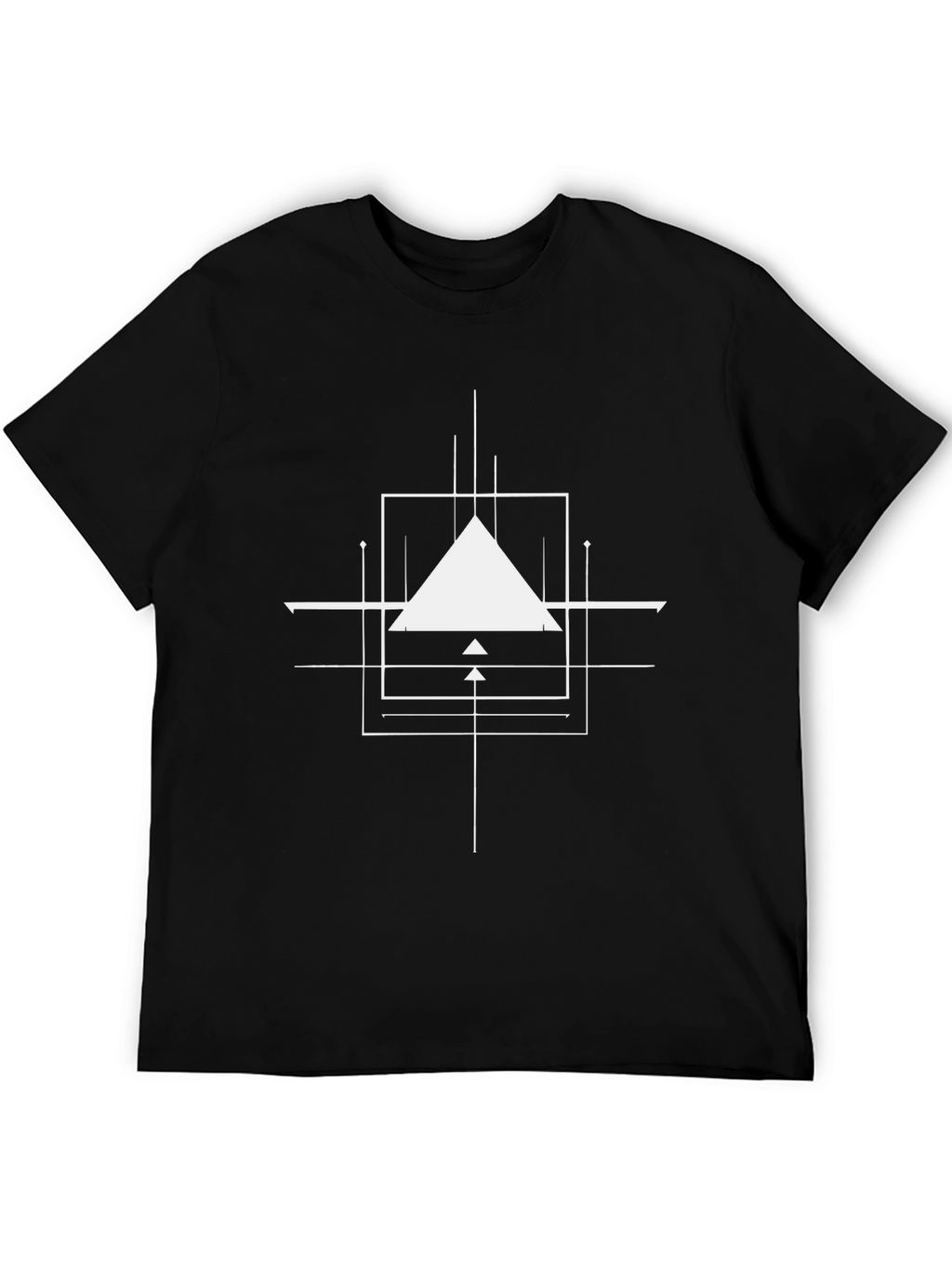 Geometric Design Black Cotton T-Shirt
