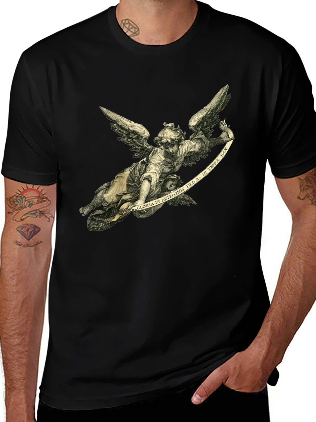 Angel Graphic Tee - Black Cotton T-Shirt