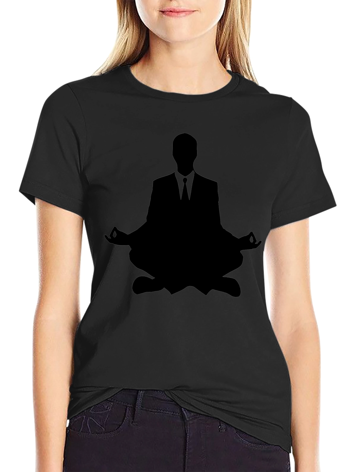 Meditating Business Man Graphic Tee - Black