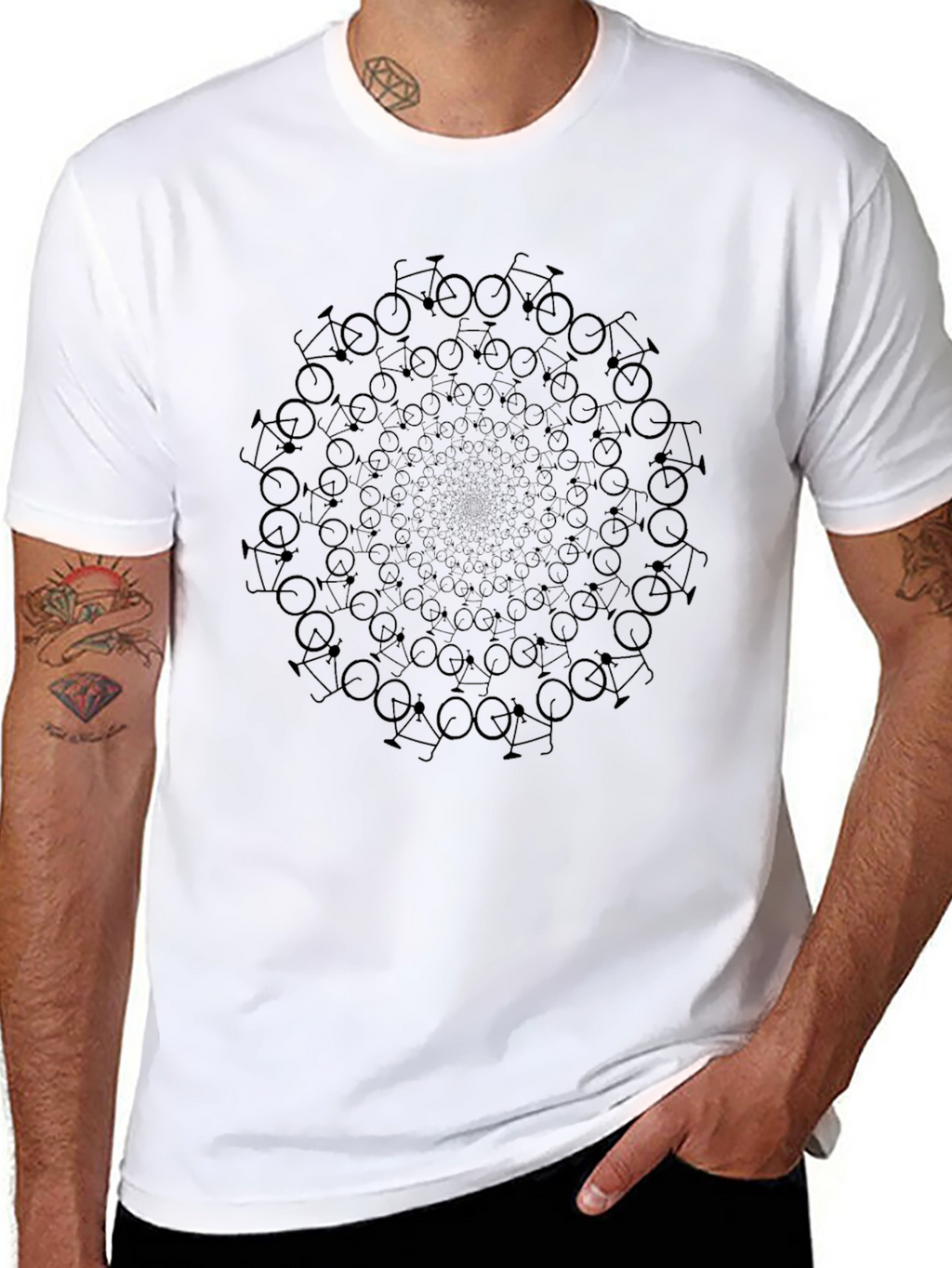 Black Bicycle Mandala T-Shirt - Cycling Enthusiast