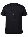 Disturbed Cat Graphic Tee - Black Cotton T-Shirt