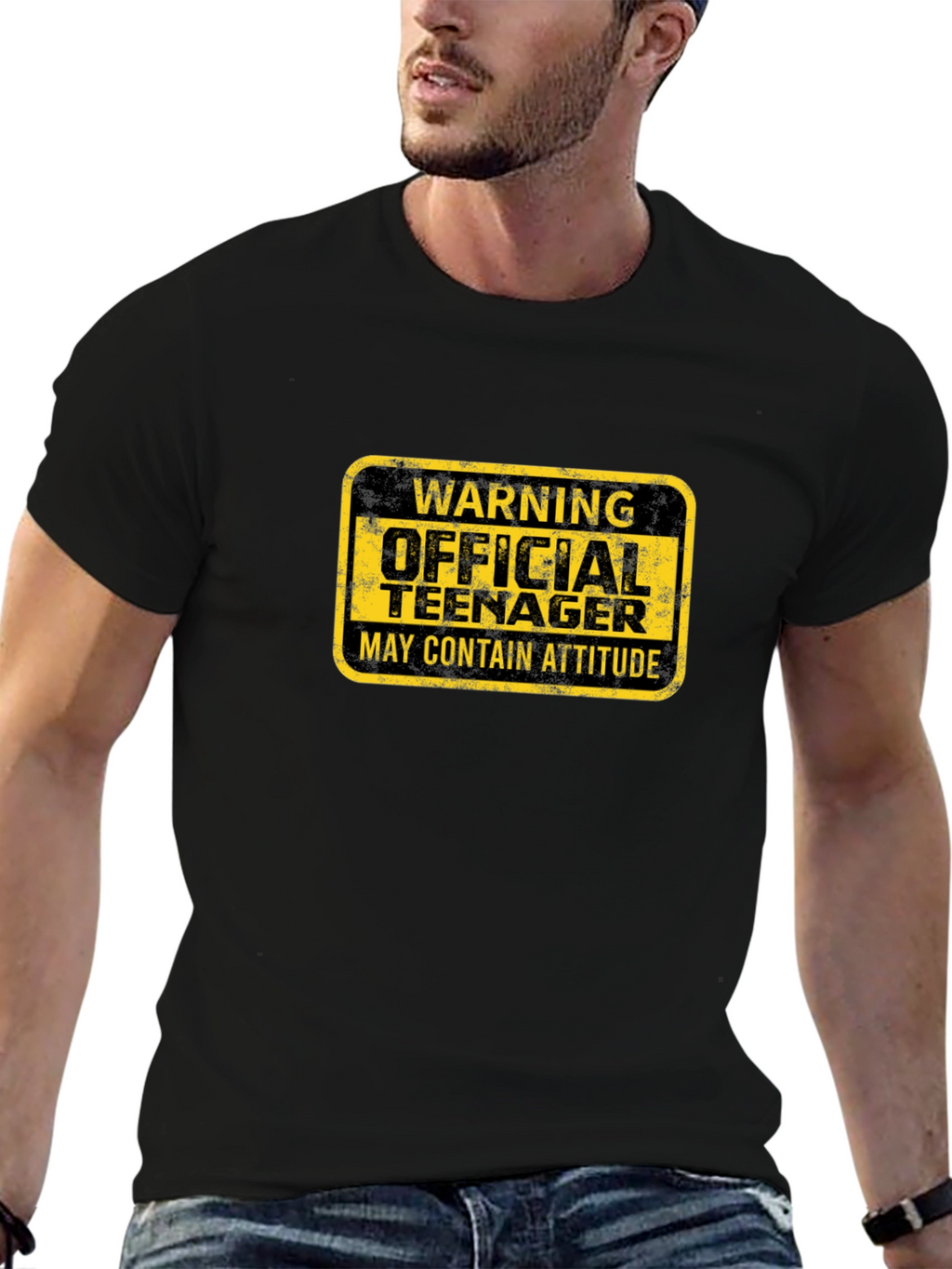 Warning Official Teenager Black Graphic T-Shirt
