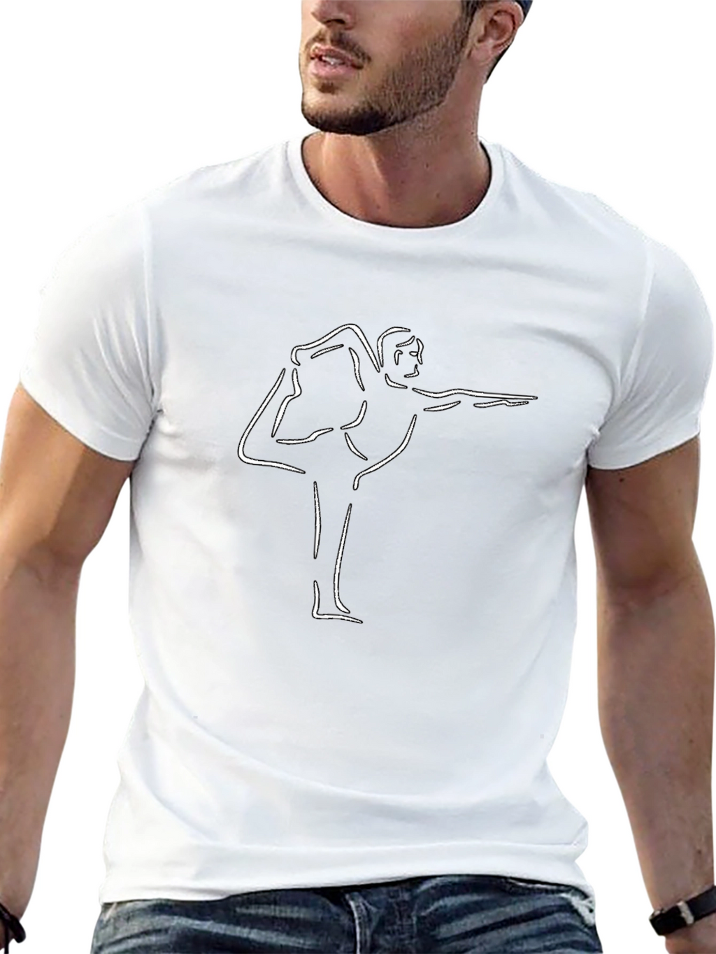 Mens Yoga Pose Graphic Black T-Shirt