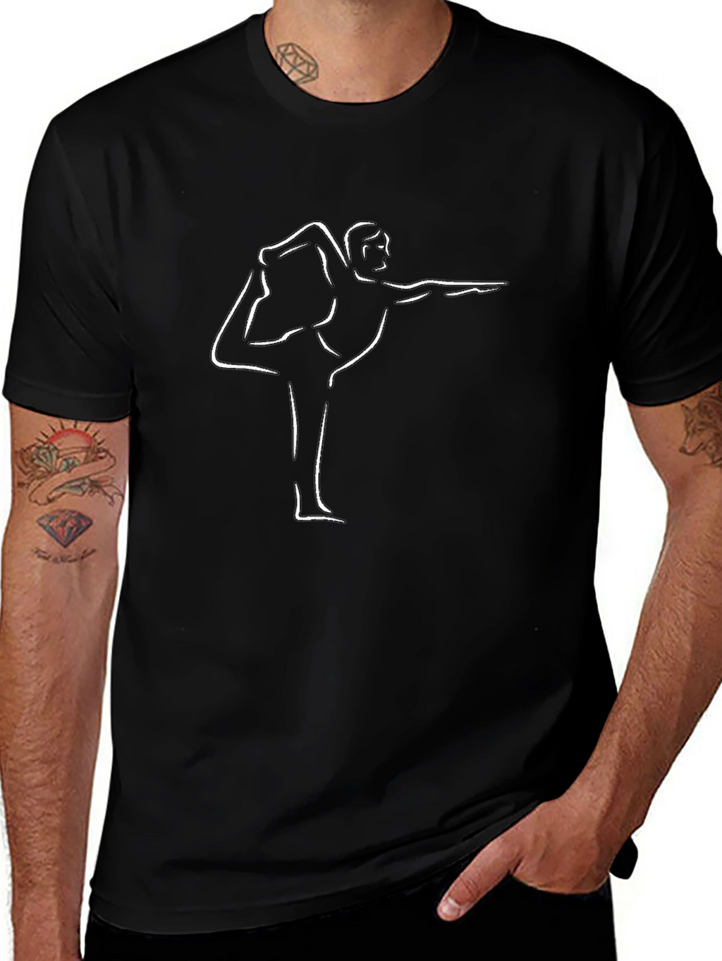 Mens Yoga Pose Graphic Black T-Shirt