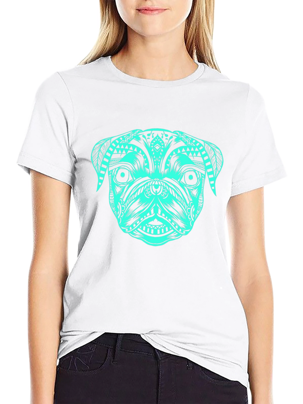 Tribal Pug Graphic Tee - Black