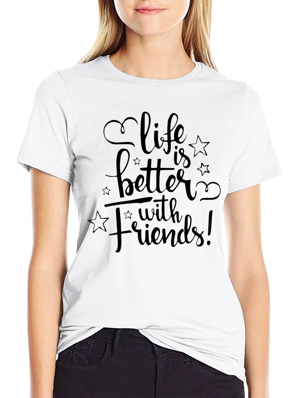 Life is Better with Friends Black Graphic Tee