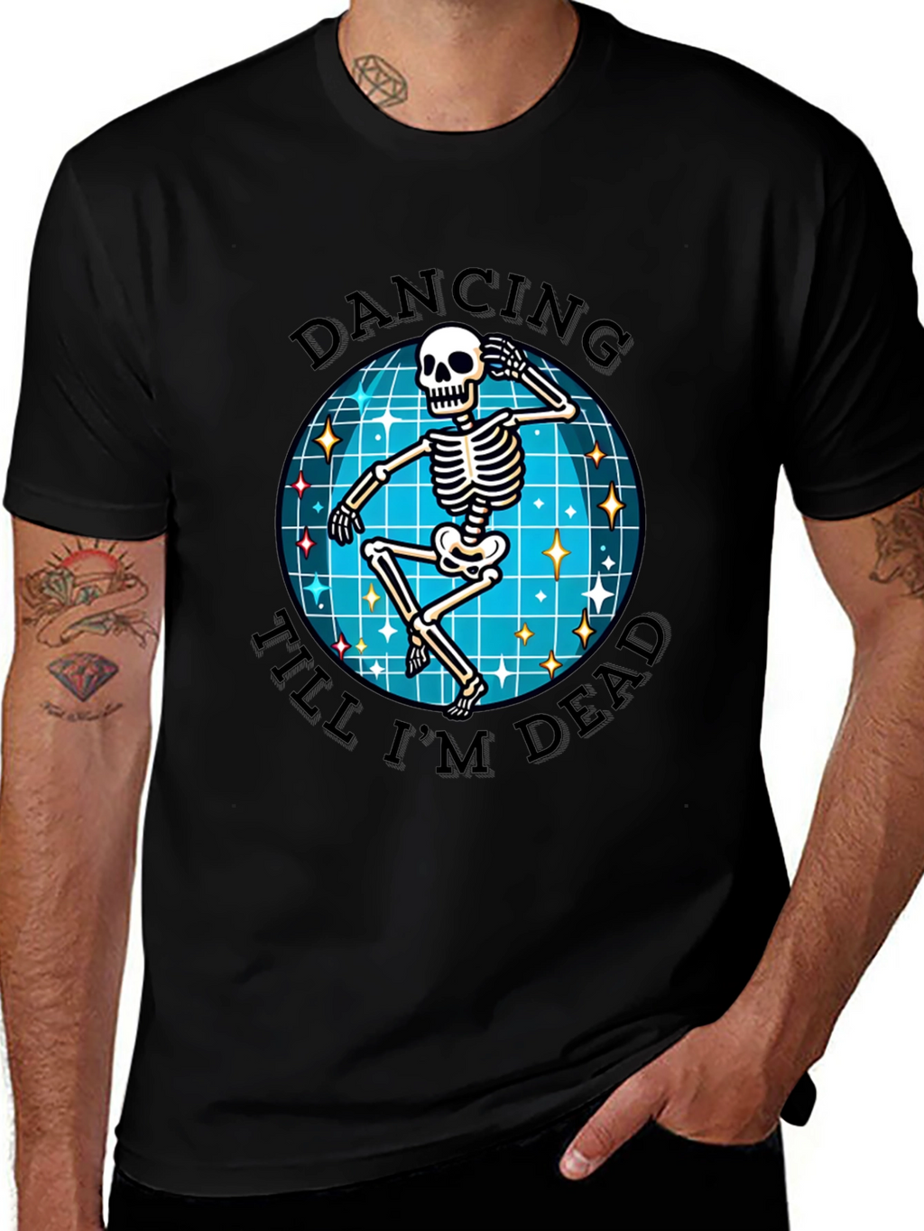 Dancing Skeleton Graphic Tee - Dance Till Youre Dead!