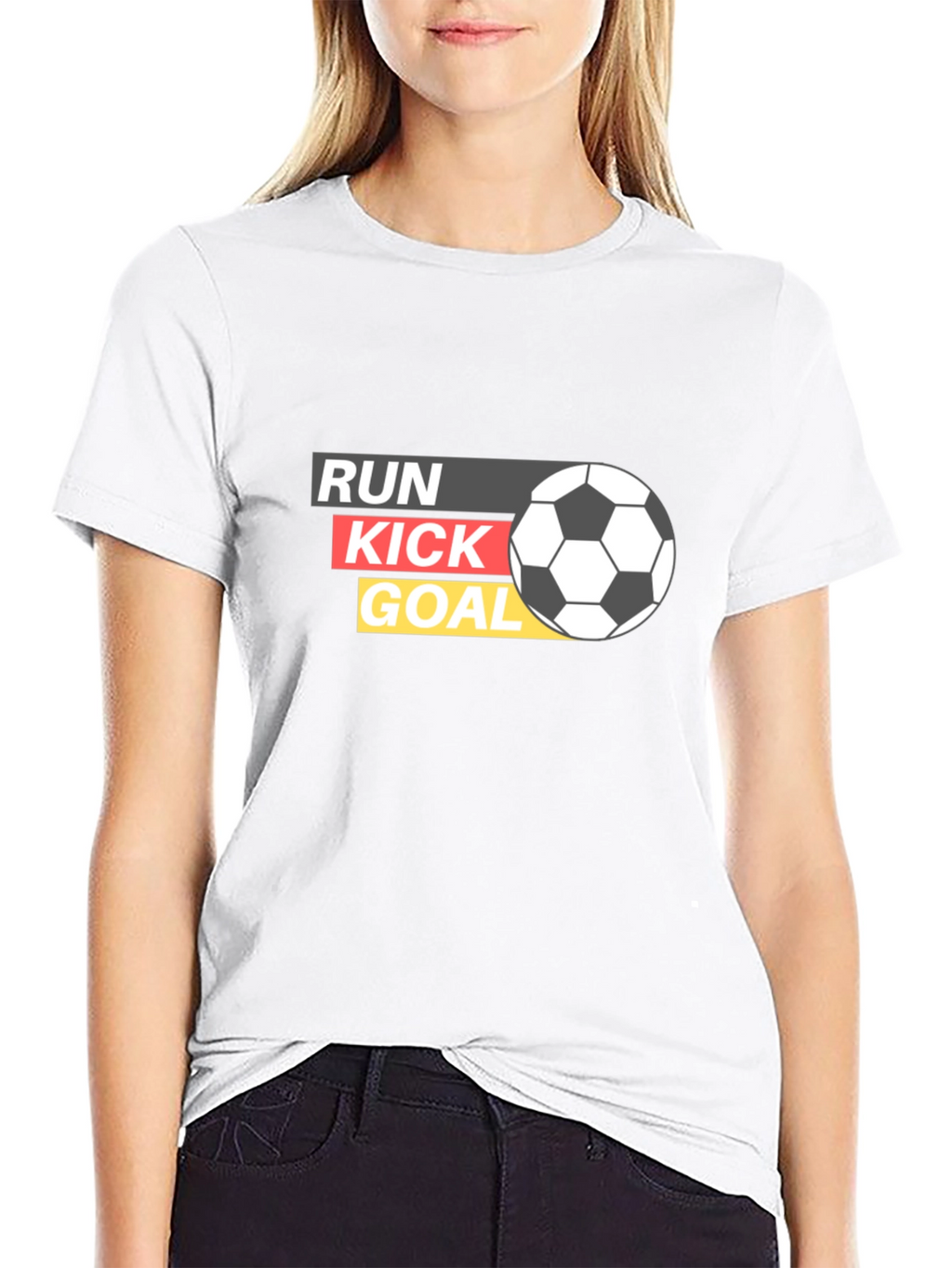 Run Kick Goal Soccer Graphic T-Shirt