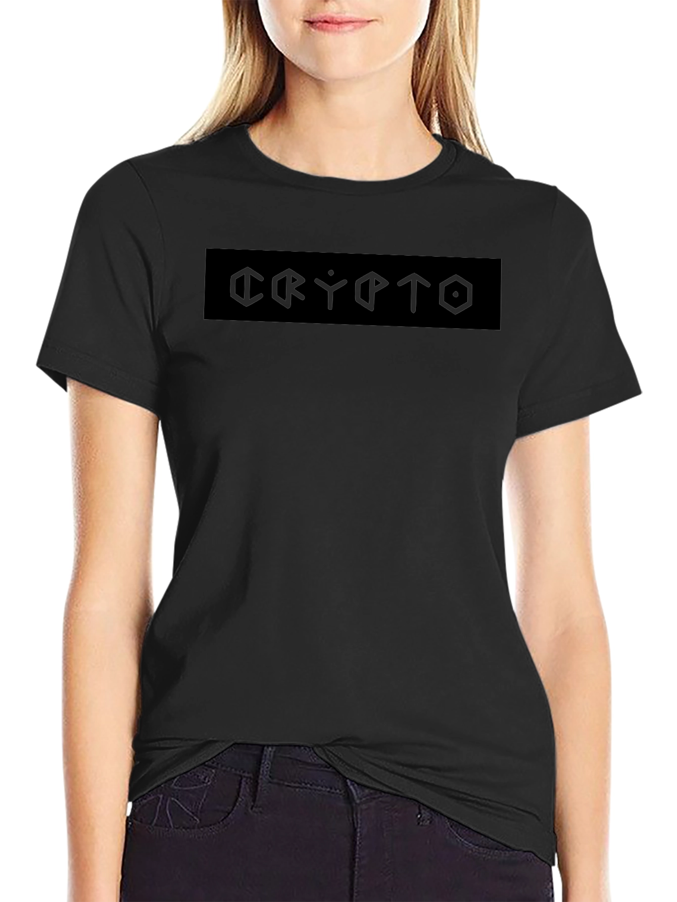 Crypto Graphic Tee - Black Cotton Casual Shirt