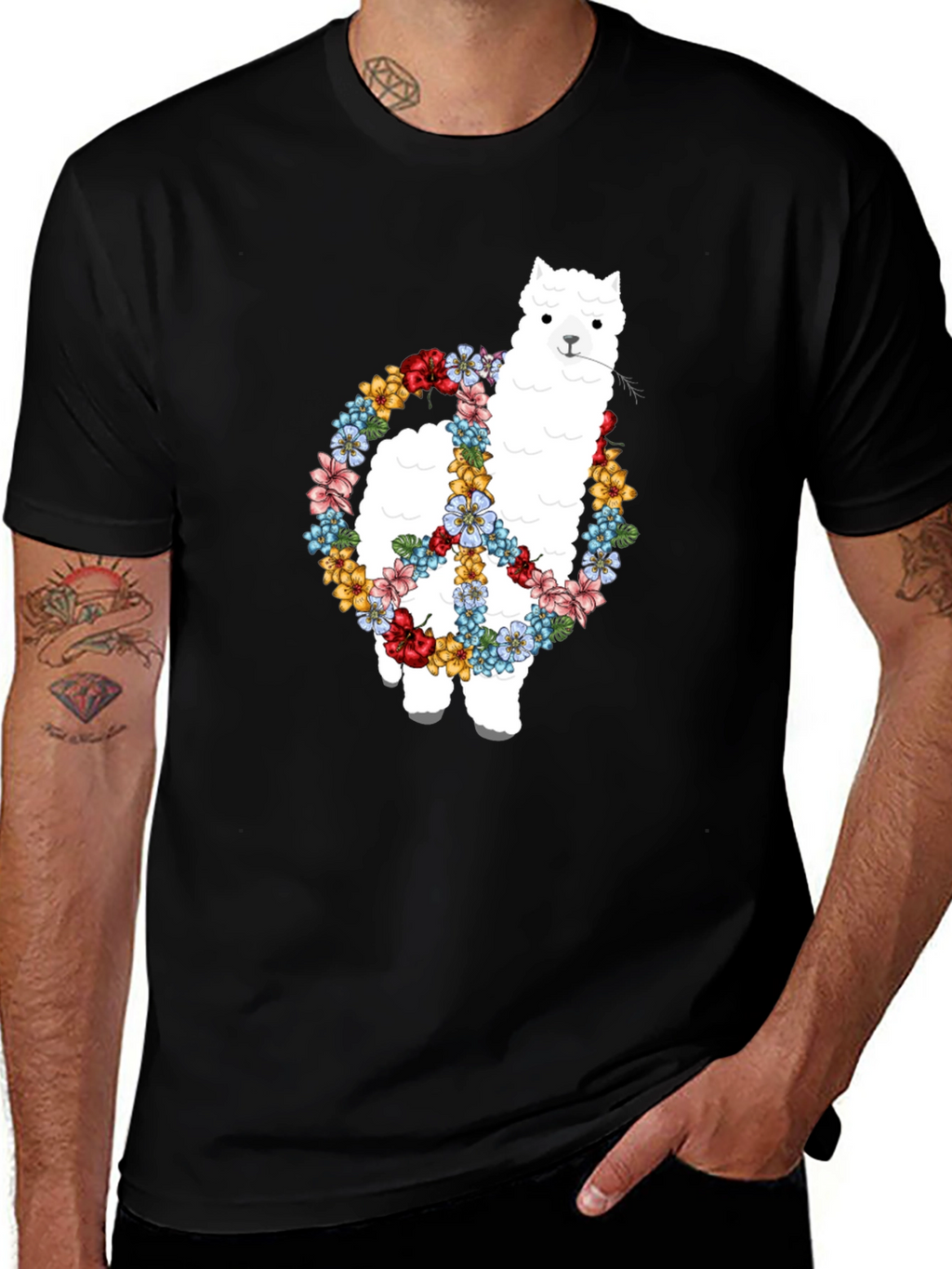 Alpaca Peace Sign Graphic Tee