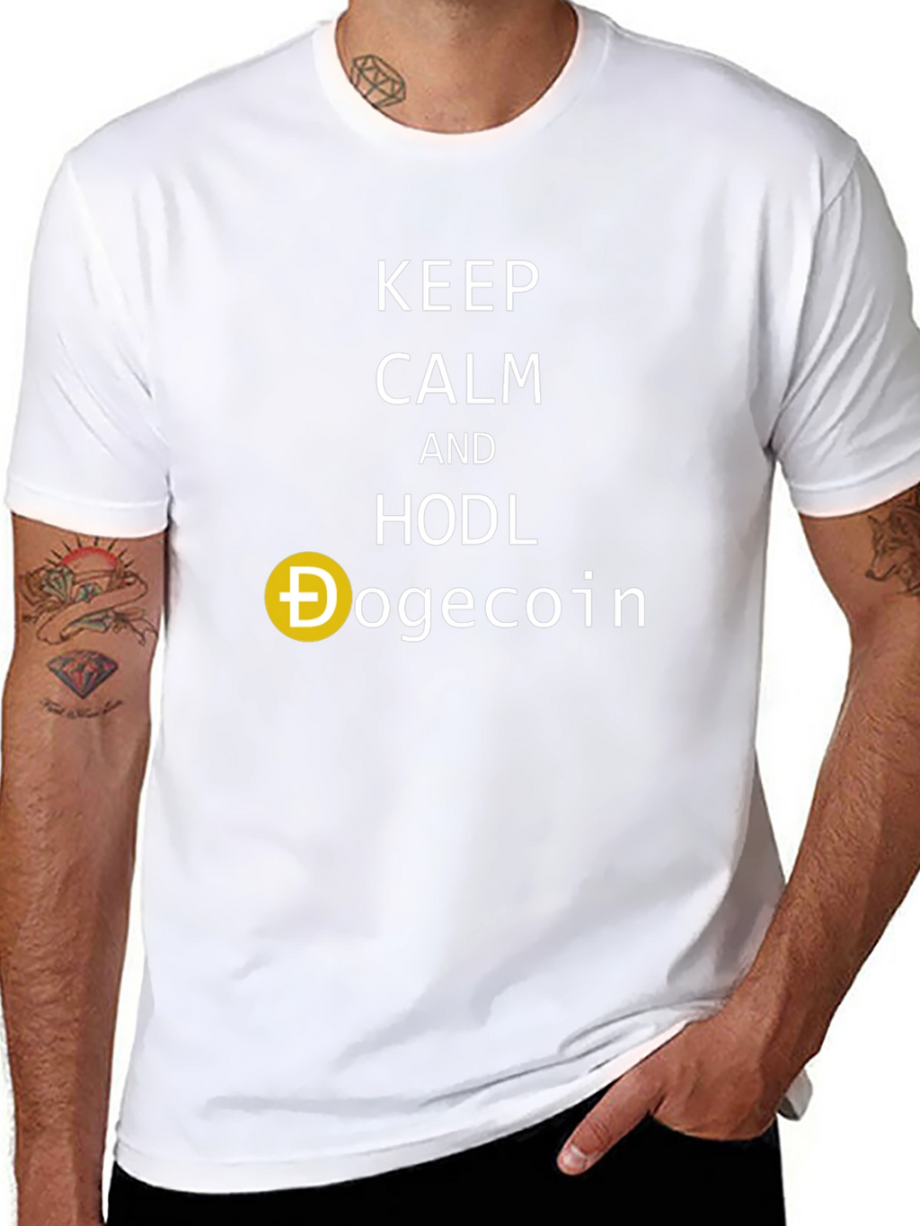 Keep Calm and HODL Dogecoin Black T-Shirt