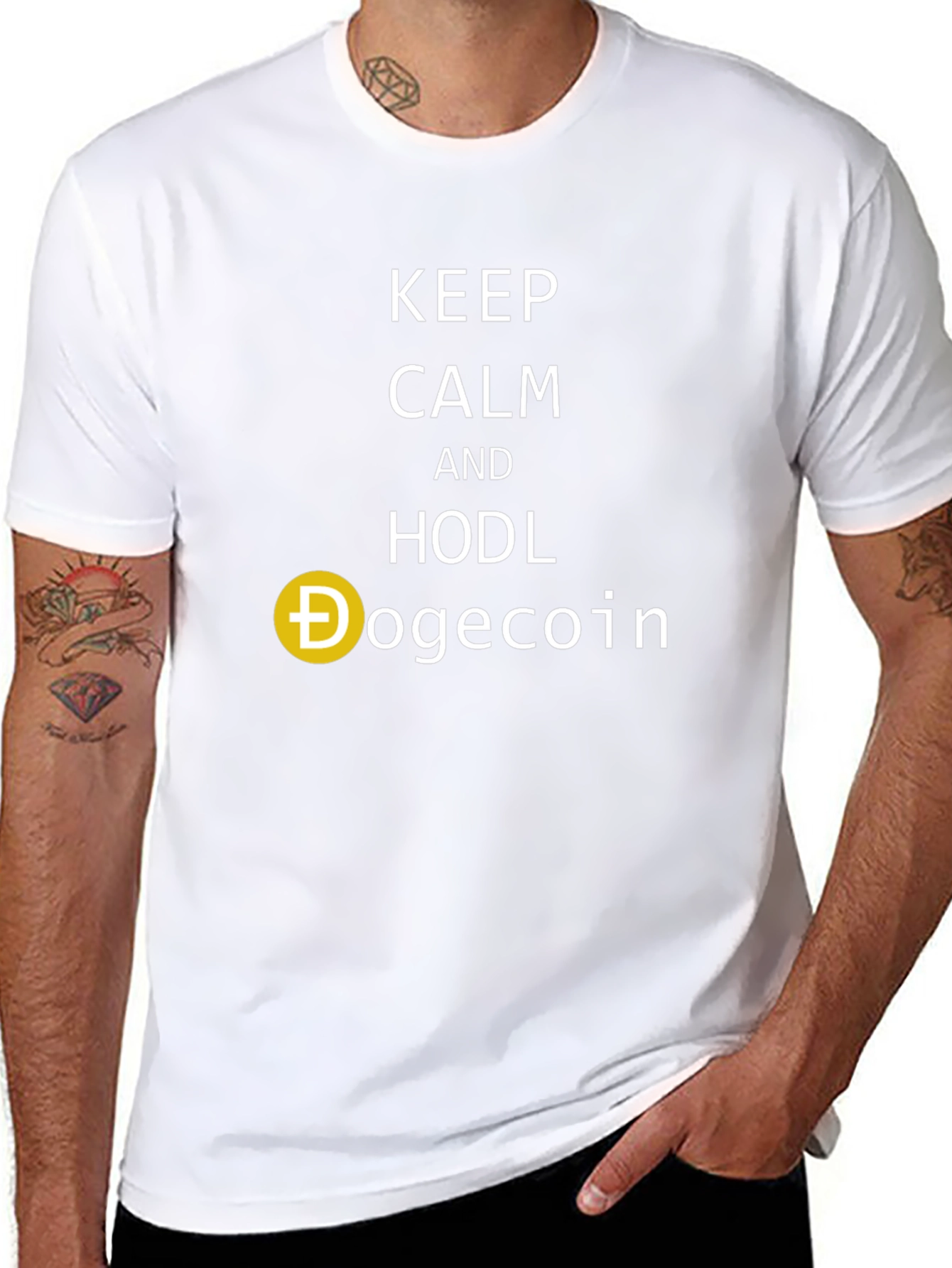 Keep Calm and HODL Dogecoin Black T-Shirt