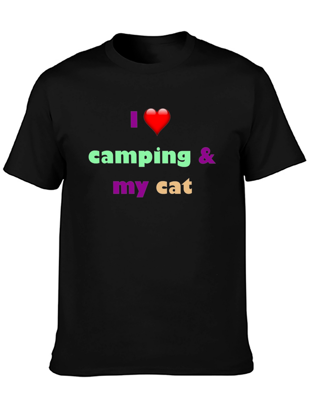 I Heart Camping & My Cat Black Tee