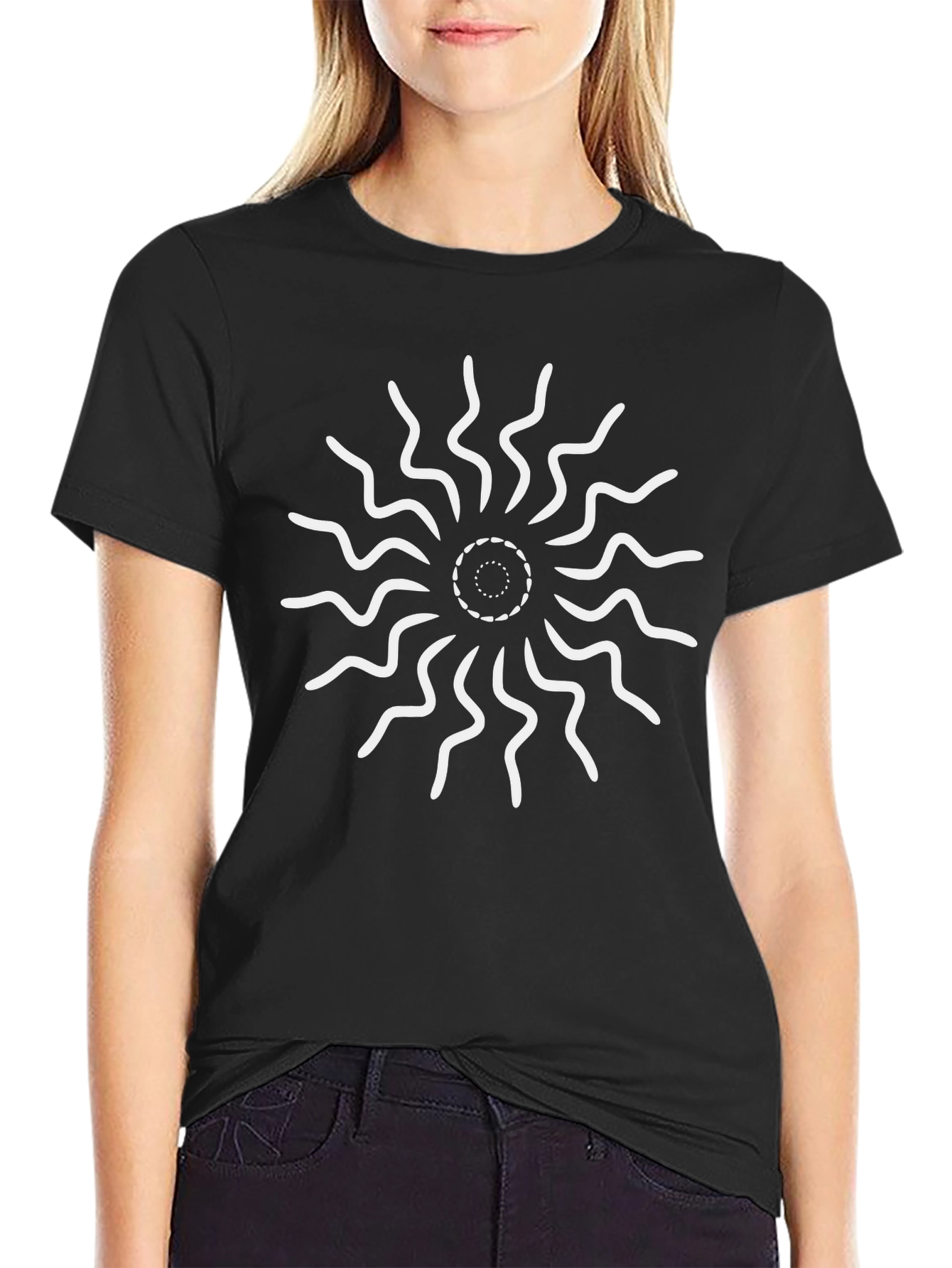 Abstract Sunburst Black T-Shirt
