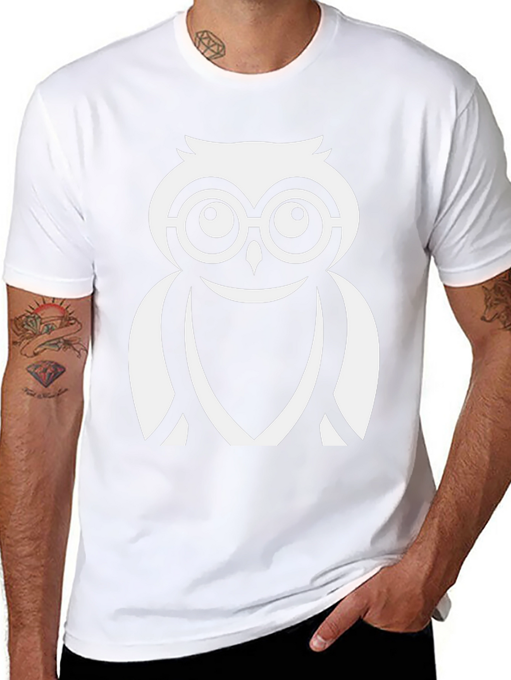 Cool Owl Graphic Tee - Black Cotton Blend