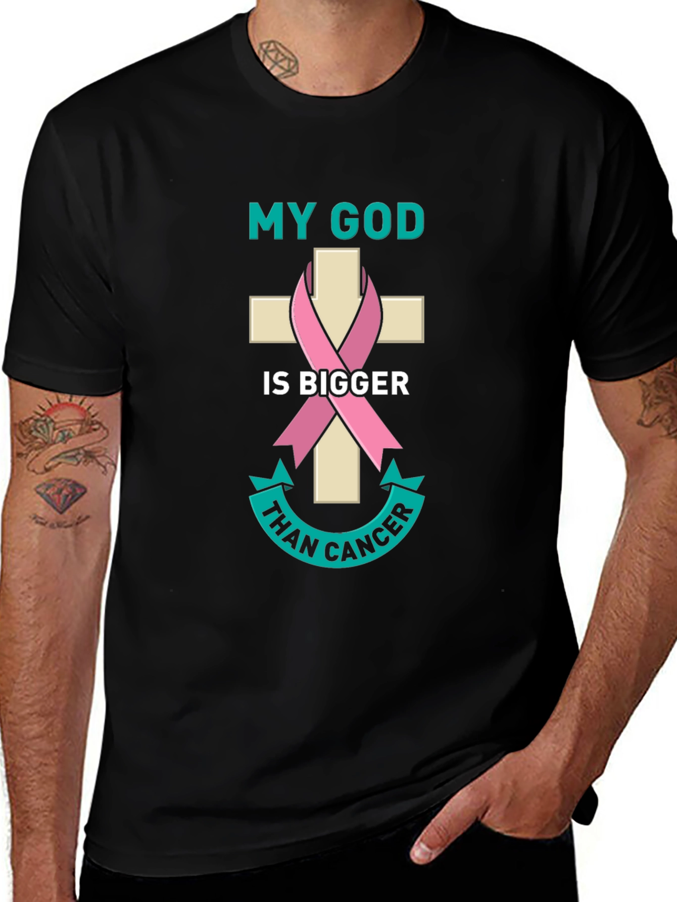 My God is Bigger Than Cancer Awareness T-Shirt