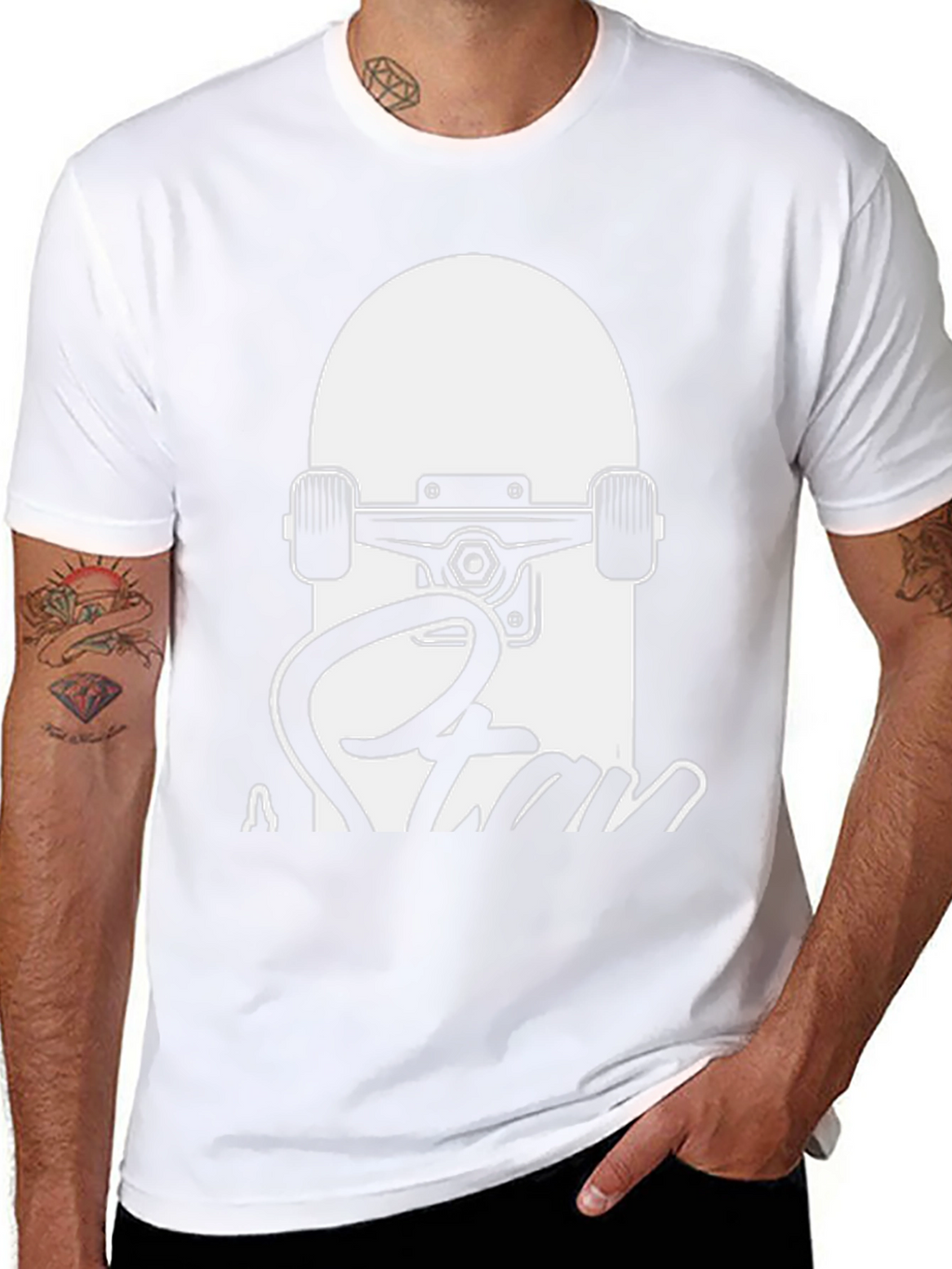 Skateboard Graphic Tee - Black Cotton T-Shirt