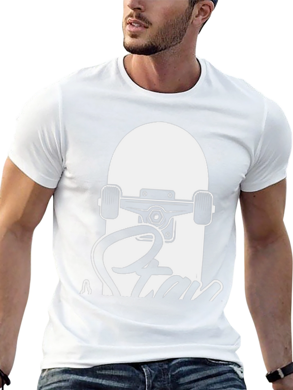 Skateboard Graphic Tee - Black Cotton T-Shirt