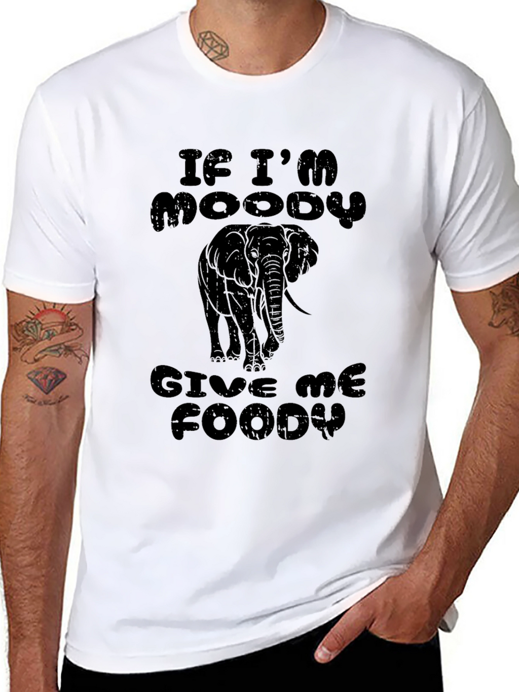 Moody Elephant Graphic Print Mens Tee