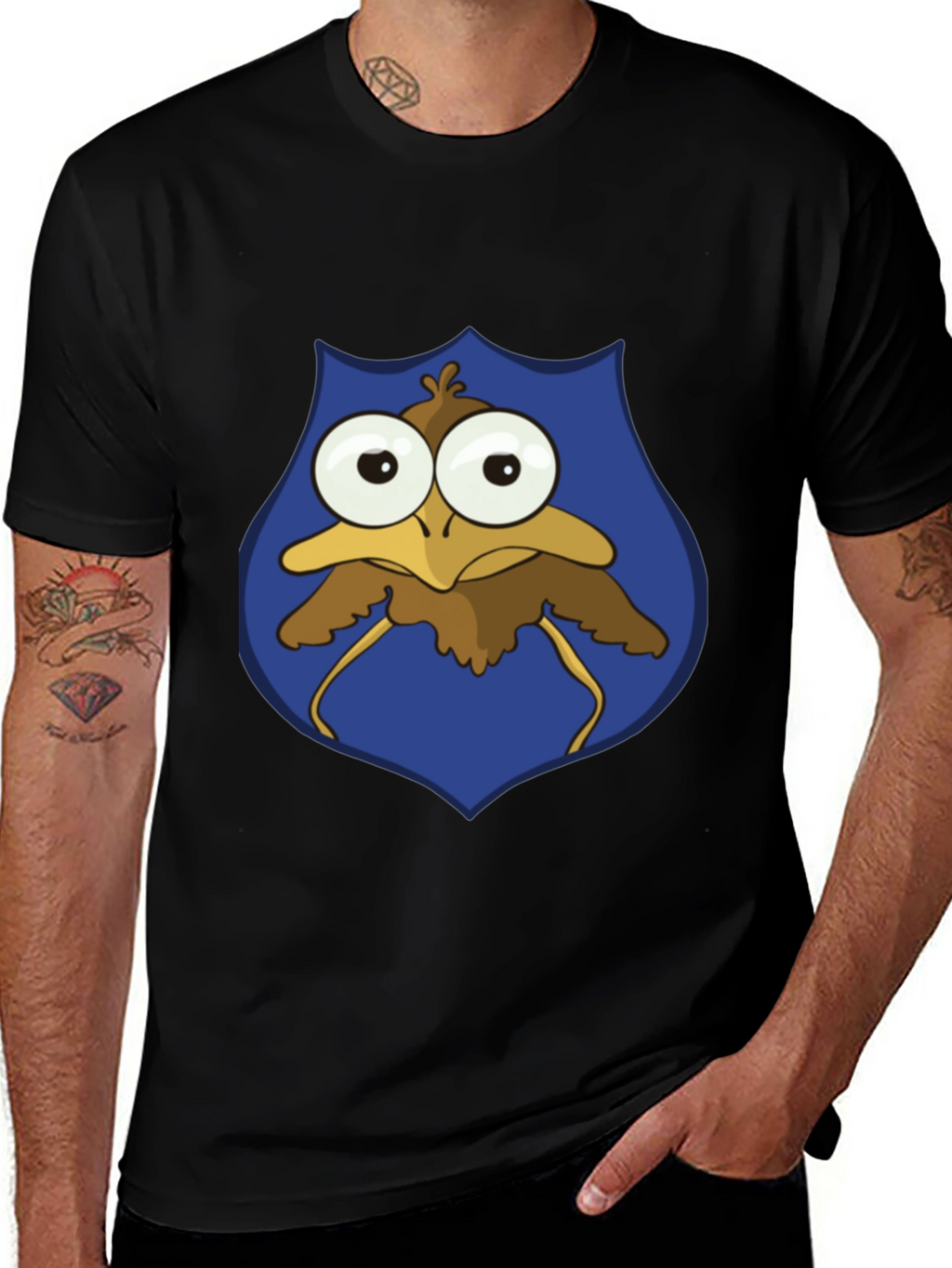 Funny Cartoon Bird T-Shirt - Googly Eyes Graphic Tee