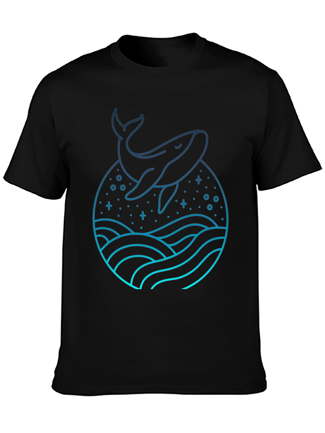 Whale Graphic Tee - Black Cotton Blend