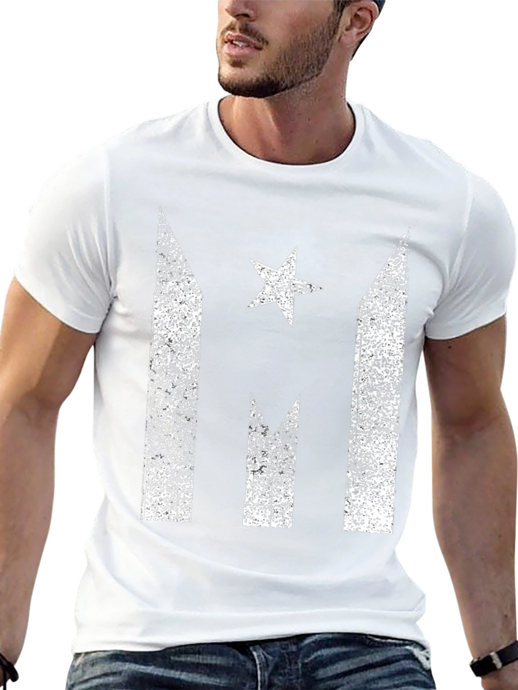 Distressed Puerto Rico Flag Star Graphic T-Shirt