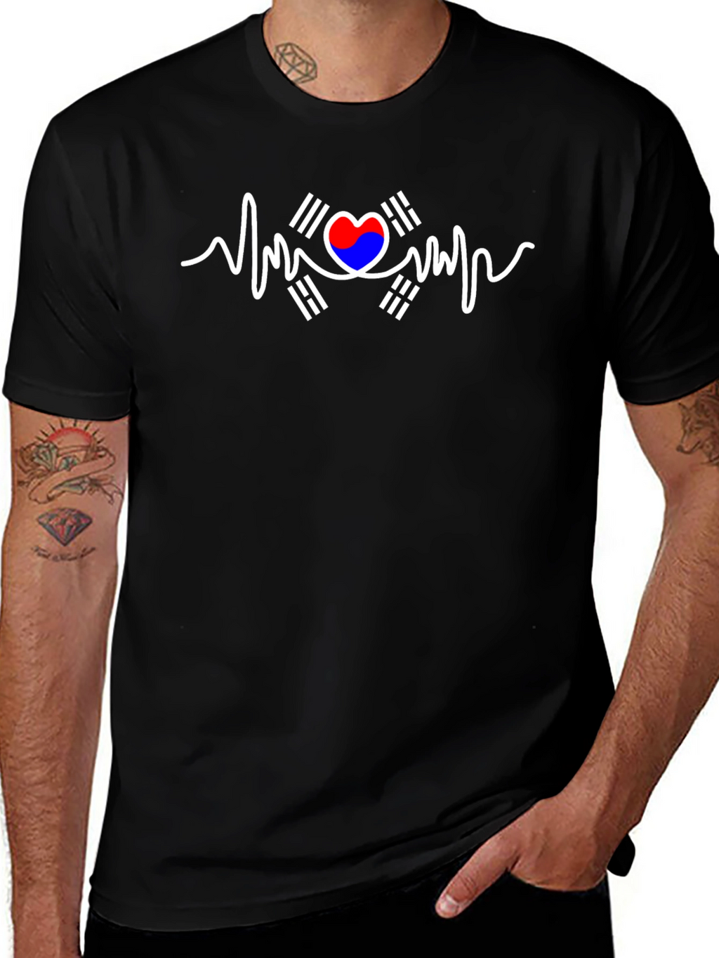 Heartbeat South Korea Flag Graphic T-Shirt
