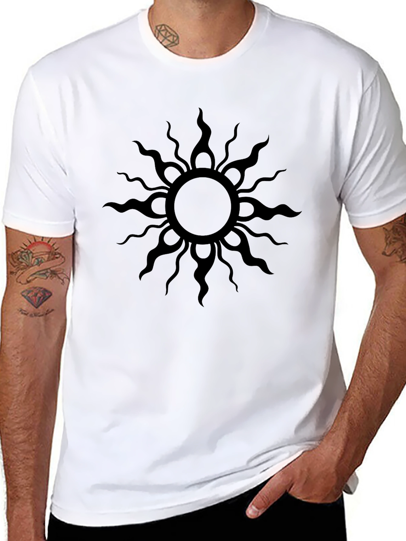 Black Sun Graphic Tee - Mens Casual Shirt